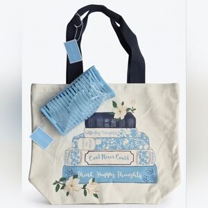 Draper James RSVP Book Stack Canvas Tote & Striped Pouch Set